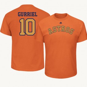 Houston Astros Orange 2018 Gold Program Cotton #10 Yuli Gurriel T-Shirt- Men's