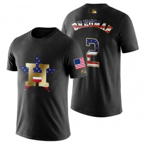 Houston Astros Alex Bregman Black 2019 Stars & Stripes Independence Day T-Shirt