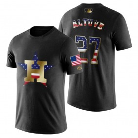 Houston Astros Jose Altuve Black 2019 Stars & Stripes Independence Day T-Shirt