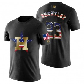 Houston Astros Michael Brantley Black 2019 Stars & Stripes Independence Day T-Shirt