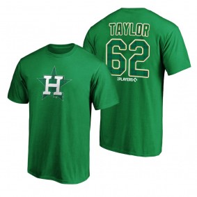 2021 St. Patrick's Day Houston Astros Blake Taylor Green Emerald Plaid T-Shirt