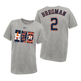 Houston Astros Alex Bregman Heathered Charcoal 3Peat Team Logo Legend Performance T-Shirt