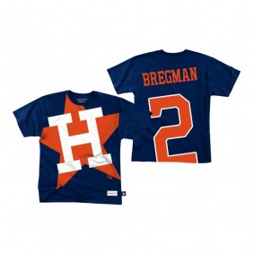 Houston Astros Alex Bregman Navy Big Face Hardwood Classics T-Shirt