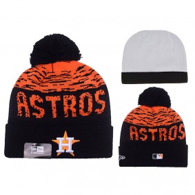 Male Houston Astros Black Clubhouse Cuffed Knit Hat With Pom