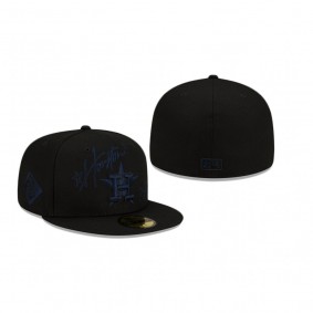 Houston Astros Black Cursive Fitted Hat