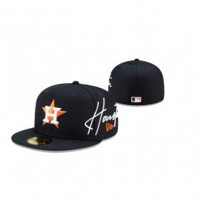 Houston Astros Navy Cursive 59FIFTY Fitted Hat