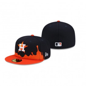 Houston Astros Navy Drip Front Fitted Hat