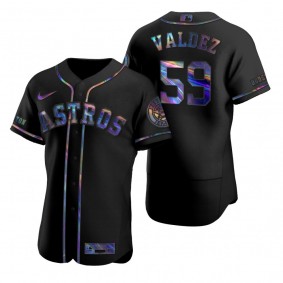 Houston Astros Framber Valdez Nike Black Authentic Holographic Golden Edition Jersey