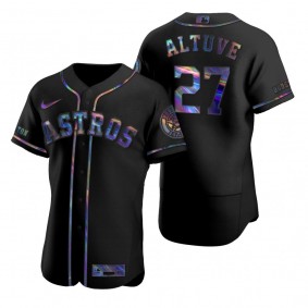 Houston Astros Jose Altuve Nike Black Authentic Holographic Golden Edition Jersey