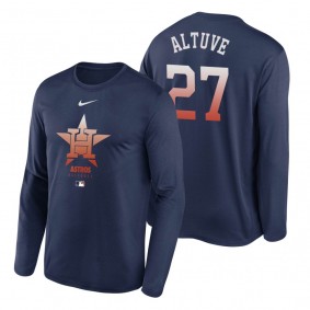 Houston Astros Jose Altuve Navy Legend Performance Authentic Collection Long Sleeve T-Shirt Men's