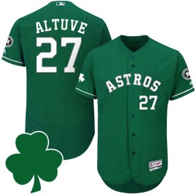 Male Houston Astros #27 Jose Altuve St. Patricks Day Green Celtic Flexbase Collection Jersey