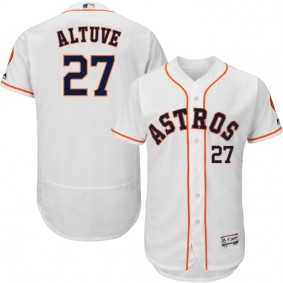 Male Houston Astros Jose Altuve #27 White Collection Flexbase Jersey