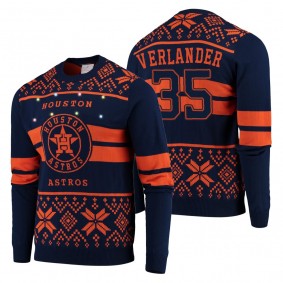 Houston Astros Justin Verlander Navy 2019 Ugly Christmas Light Up Sweater