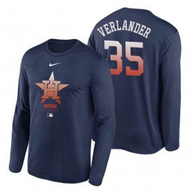 Houston Astros Justin Verlander Navy Legend Performance Authentic Collection Long Sleeve T-Shirt Men's