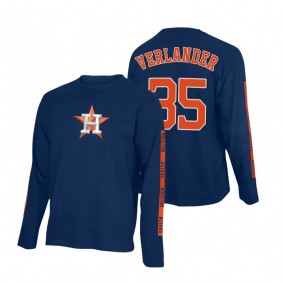 Houston Astros Justin Verlander Navy Long Sleeve Team Taped T-Shirt Men's