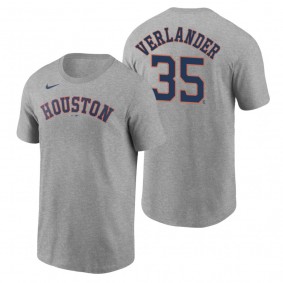 Men's Houston Astros Justin Verlander Nike Gray 2020 Name & Number T-Shirt