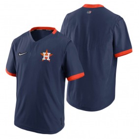 Houston Astros Navy Orange Authentic Collection Short Sleeve Hot Pullover Jacket Men's