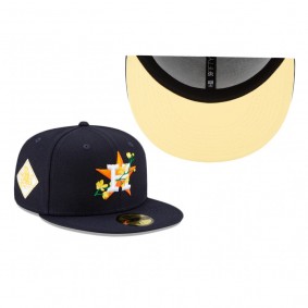 Houston Astros Navy Side Patch Bloom 59FIFTY Fitted Hat