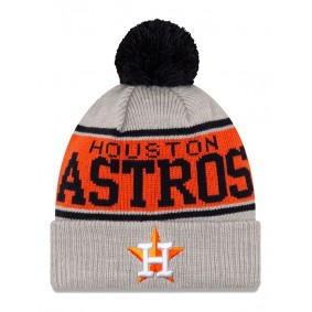 Houston Astros Gray Stripe Cuffed Knit Hat with Pom