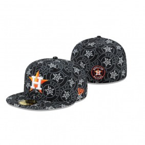 Houston Astros Black Team Print 59FIFTY Fitted Hat