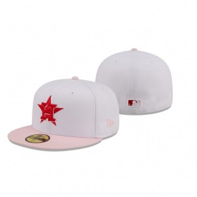 Houston Astros White Pink 59FIFTY Fitted Scarlet Undervisor Hat