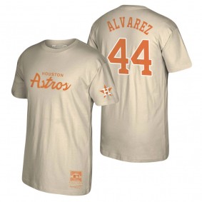 Houston Astros Yordan Alvarez Mitchell & Ness Cream Cooperstown Collection Vintage Script T-Shirt