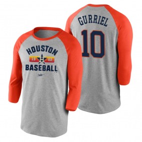 Houston Astros Yuli Gurriel Gray Orange Cooperstown Collection Vintage 3-4 Sleeve Raglan T-Shirt