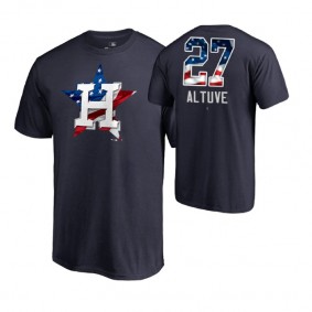 2018 Memorial Day Men's Big & Tall Houston Astros #27 Jose Altuve T-Shirt Banner Wave Navy