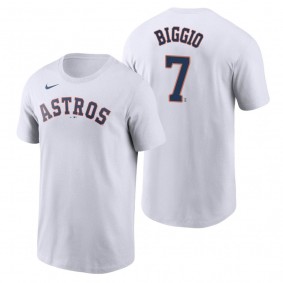 Men's Houston Astros Craig Biggio White Nike Name & Number T-Shirt