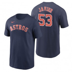 Men's Houston Astros Cristian Javier Navy Nike Name & Number T-Shirt