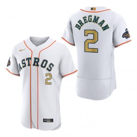 Men's Houston Astros Alex Bregman White 2023 Gold Collection Authentic Player Jersey