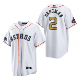 Men's Houston Astros Alex Bregman White Gold 2023 Gold Collection Replica Player Jersey