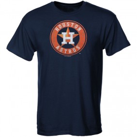 Youth MLB Houston Astros Navy Blue Distressed Logo Short Sleeve T-shirt