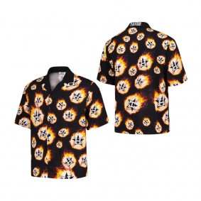 Men's Houston Astros PLEASURES Black Flame Fireball Button-Up Shirt