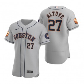 Men's Houston Astros Jose Altuve Gray 60th Anniversary Authentic Jersey