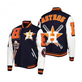 Houston Astros Mash Up Logo Varsity Full-Zip Navy Jacket