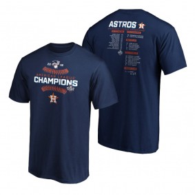 Men's Houston Astros Navy 2019 American League Champions Bloop Single Roster T-Shirt