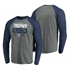 Men's Houston Astros Heather Gray 2019 Postseason Around the Horn Raglan Long Sleeve T-Shirt