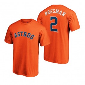 Houston Astros Orange Name & Number #2 Alex Bregman T-Shirt Men's