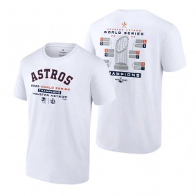 Men's Houston Astros White Milestone Schedule T-Shirt 2022 World Series Champions