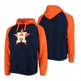 Men's Houston Astros Navy Orange Color Block Raglan Hoodie