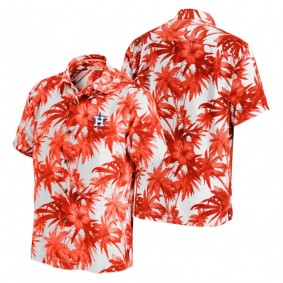 Houston Astros Sport Harbor Island Hibiscus Short Sleeve Button-Up Orange Shirt