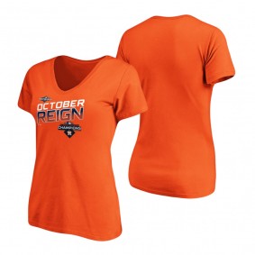 Women's Houston Astros Orange 2019 AL West Division Champions Locker Room V-Neck T-Shirt