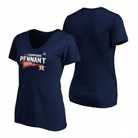 Women's Houston Astros Navy 2019 American League Champions Doubleheader T-Shirt