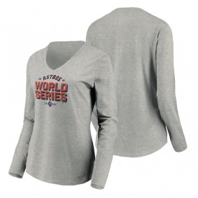 Women's Houston Astros Heather Gray 2019 World Series Can of Corn Long Sleeve T-Shirt