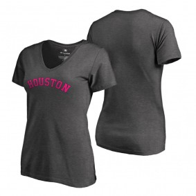 2019 Mother's Day Houston Astros Heather Gray Pink Wordmark T-Shirt