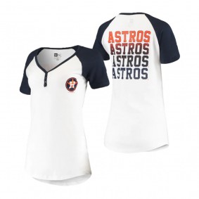 Women's Houston Astros White Navy T-Shirt Henley