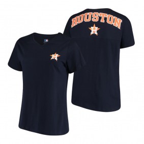 Women's Houston Astros Navy V-Neck T-Shirt Spirit