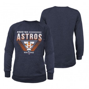 Women's Houston Astros Navy 2021 World Series Amusing Night Tri-Blend Sweater