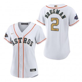 Women's Houston Astros Alex Bregman White Gold 2023 Gold Collection Replica Player Jersey